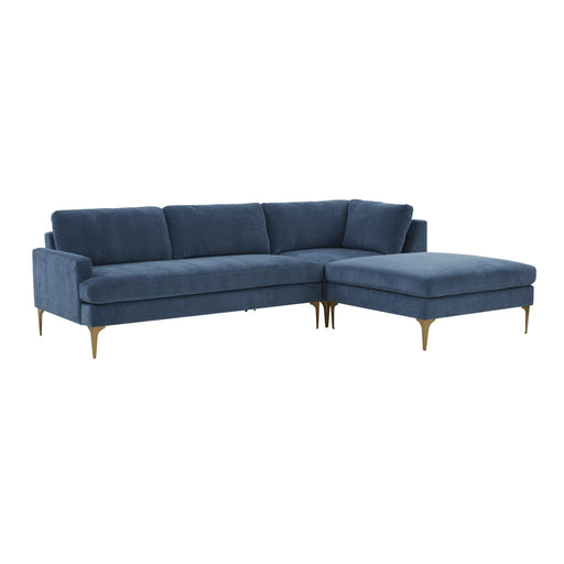 Serena Blue Velvet RAF Chaise Sectional image