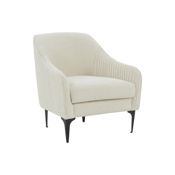 Serena Cream Velvet Accent Chair with Black Legs image