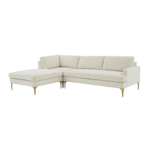 Serena Cream Velvet LAF Chaise Sectional image