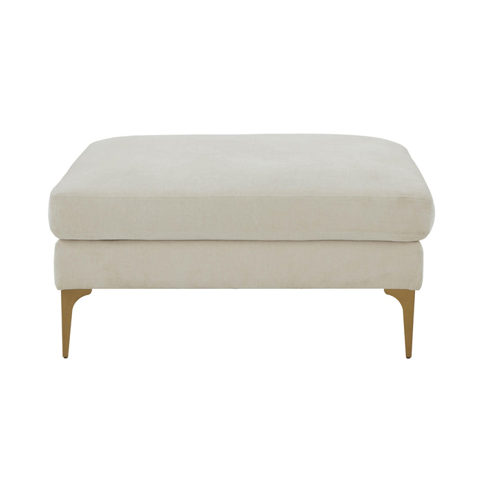 Serena Cream Velvet Ottoman