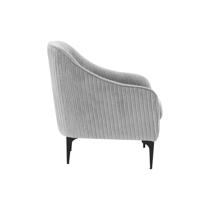 Serena Gray Velvet Accent Chair with Black Legs