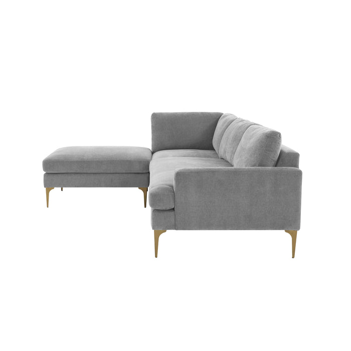 Serena Gray Velvet LAF Chaise Sectional