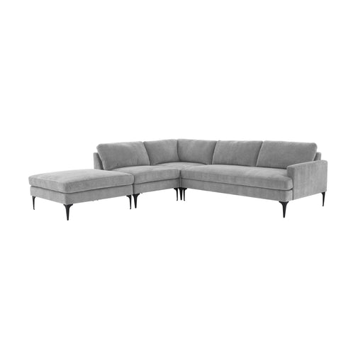 Serena Gray Velvet Large LAF Chaise Sectional with Black Legs image