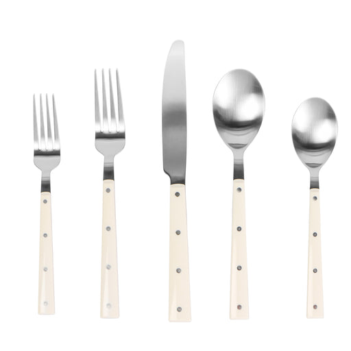 Soline Cream and Stainless Steel Flatware - Set of 20 Pieces image