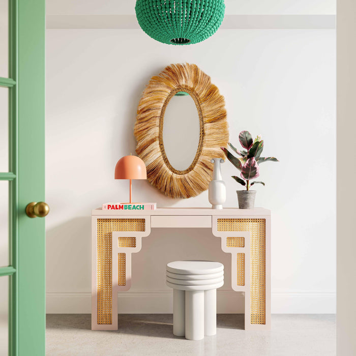 Suzie Cream & Rattan Console Table