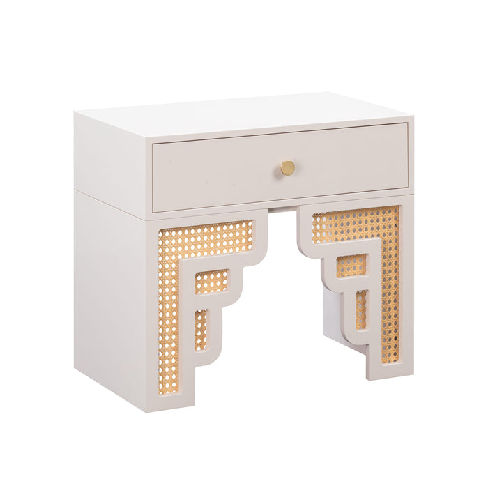 Suzie Cream & Rattan Nightstand image