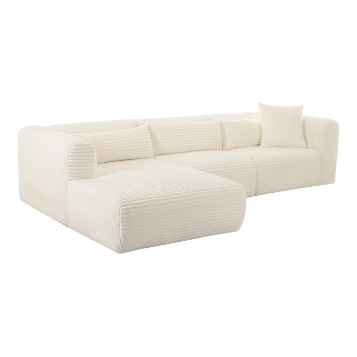 Tarra Fluffy Oversized Cream Corduroy Modular LAF Sectional image