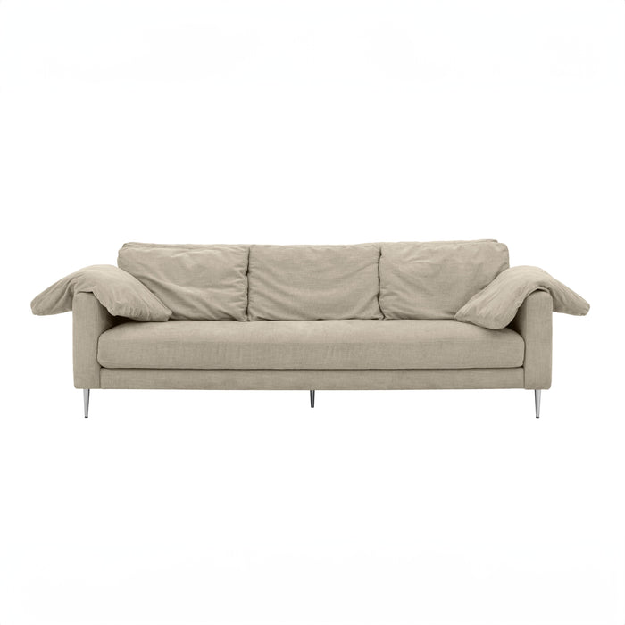 Vari Beige Textured Velvet Lounge Sofa