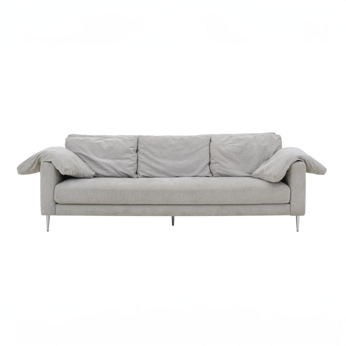 Vari Light Grey Textured Velvet Lounge Sofa