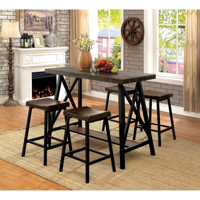 Lainey Medium Weathered Oak/Black 5 Pc. Bar Table Set image