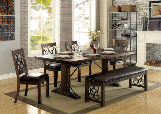 PAULINA Rustic Walnut, Espresso 6 Pc. Dining Table Set w/ Bench image