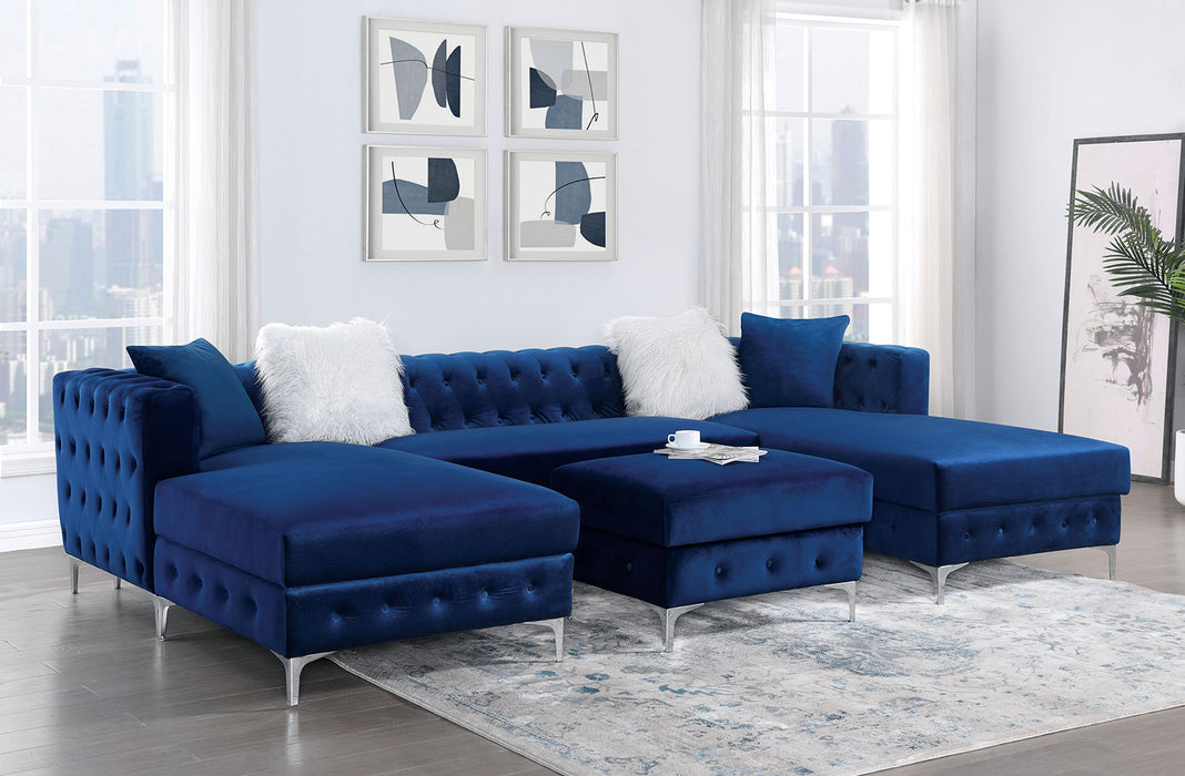 CIABATTONI Sectional w/ Ottoman, Navy image