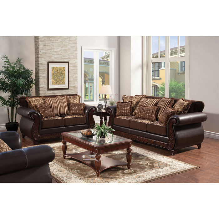 Franklin Dark Brown/Tan Sofa, Dark Brown image